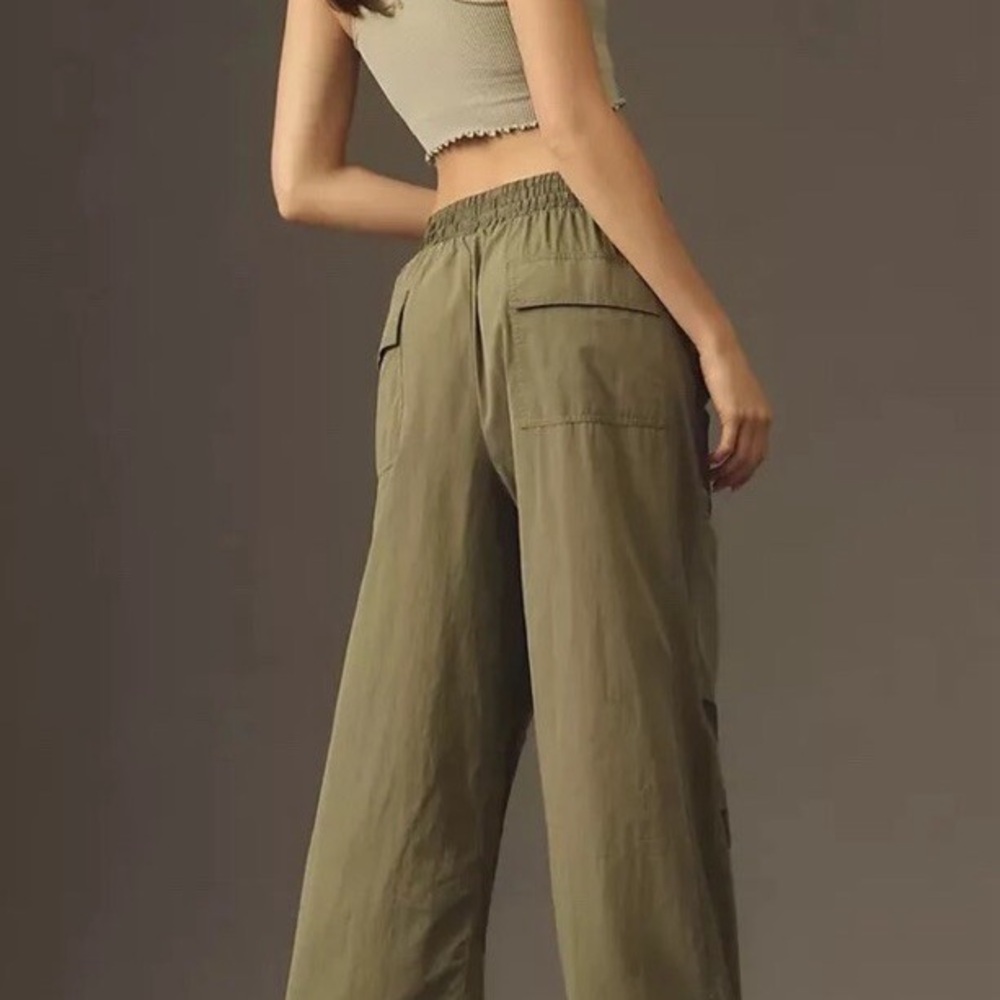 Casual Olive Green Parachute Joggers for Women - Picture 2 of 8